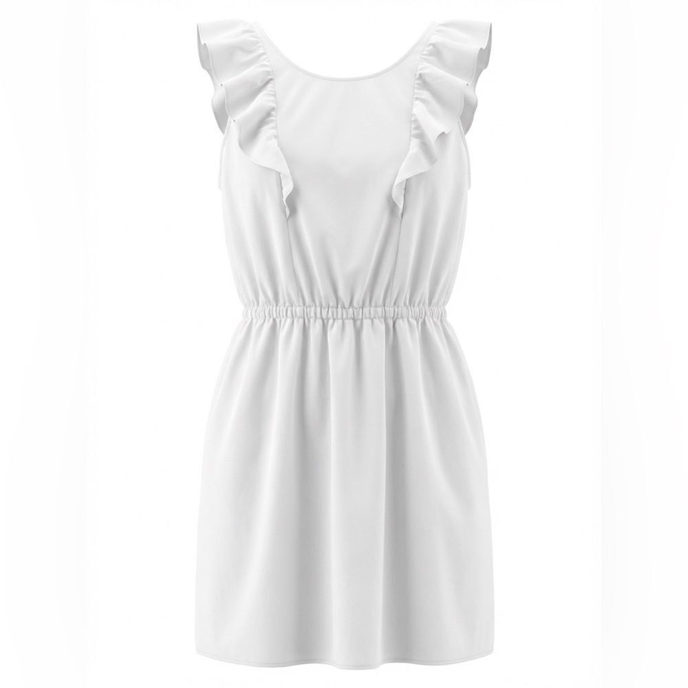 JCREW FACTORY WOMENS RUFFLED SHOULDER SUNDRESS WHITE SIZE 20 LINED
